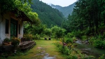 秋雨后的田园诗意:宁静而美丽的乡村生活体验