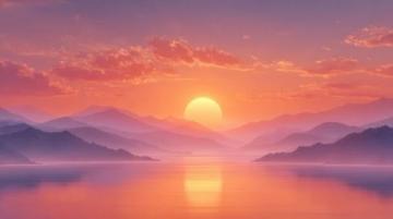 落日归山海,山海藏深意"的含义是:日落后回归到大海里,大海中包含着深层的心意或真谛。